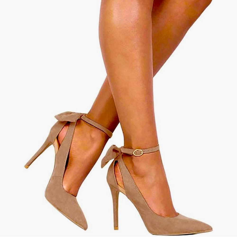 PiepieBye Women’s Pointed Toe, ankle strap, Bow Heels Size 10